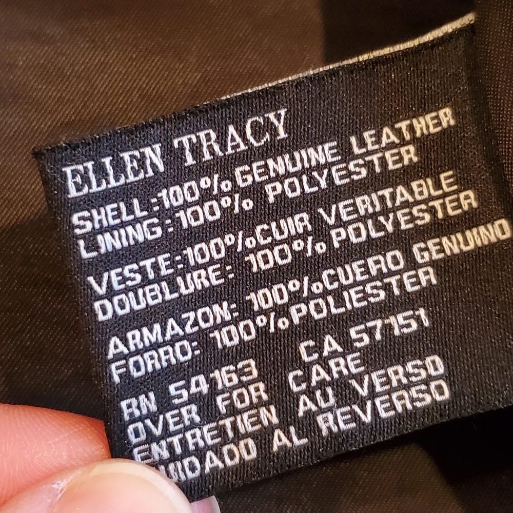 Ellen Tracy Women's Black Leather Jacket Size Medium Petite - Picture 11 of 16
